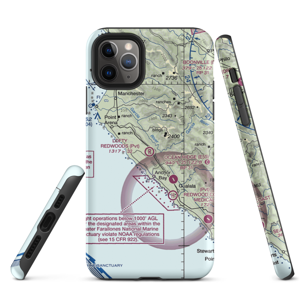 Lofty Redwoods Airport (53CL) VFR Sectional  Tough iPhone Case iPhone 11 Pro Max model shown