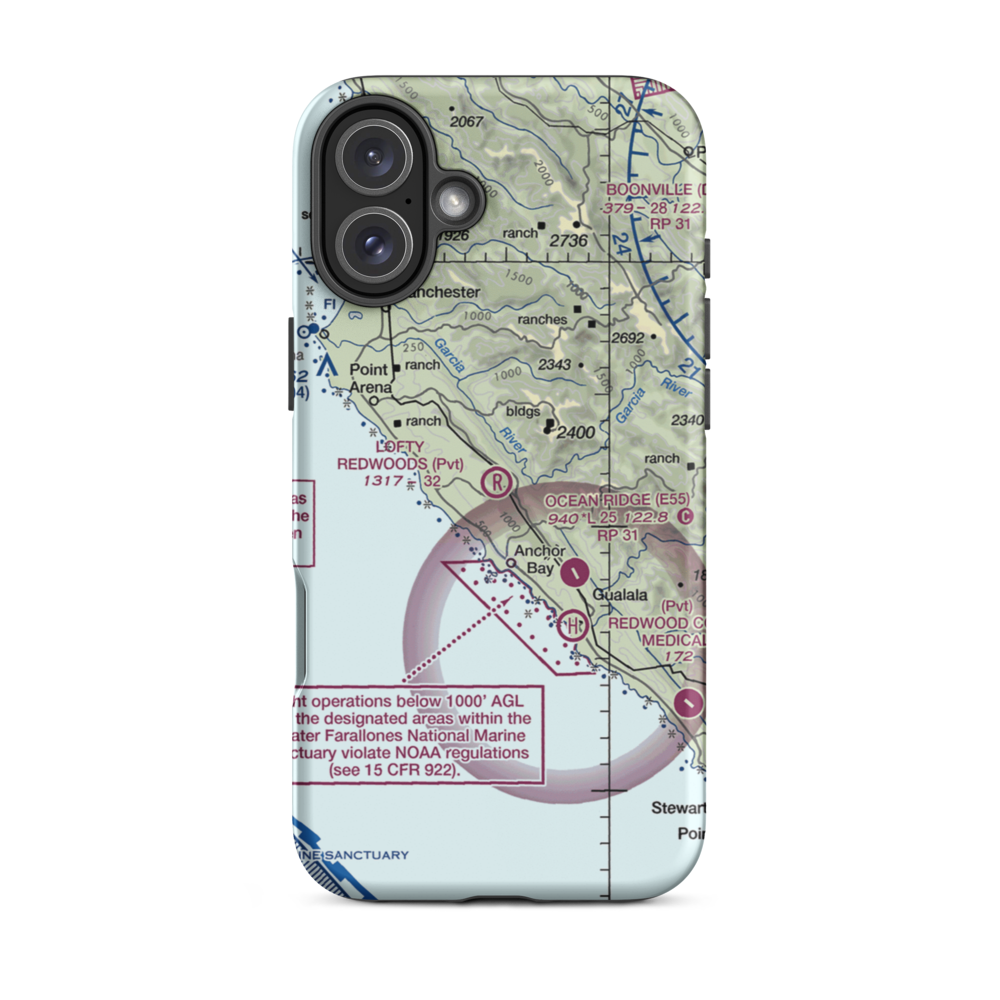 Lofty Redwoods Airport (53CL) VFR Sectional  Tough iPhone Case iPhone 16 Plus model shown