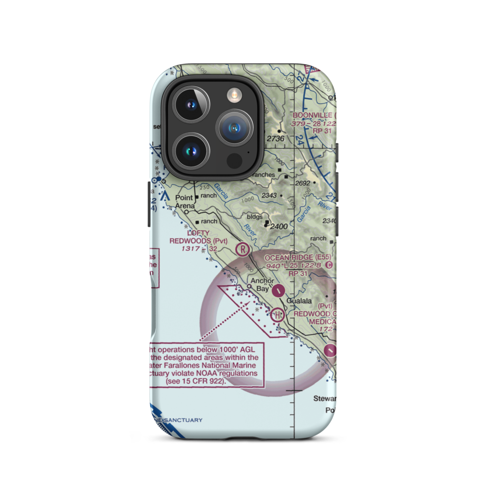 Lofty Redwoods Airport (53CL) VFR Sectional  Tough iPhone Case iPhone 16 Pro model shown