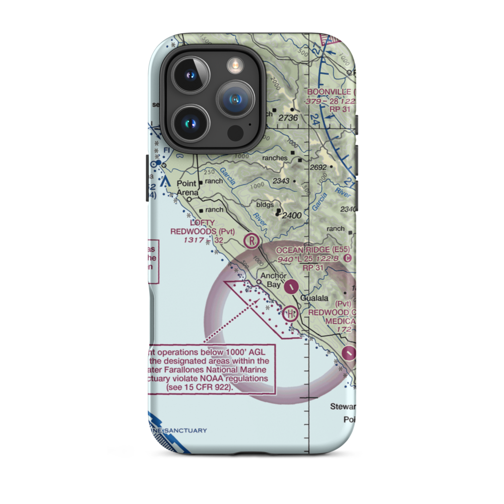 Lofty Redwoods Airport (53CL) VFR Sectional  Tough iPhone Case iPhone 16 Pro Max model shown