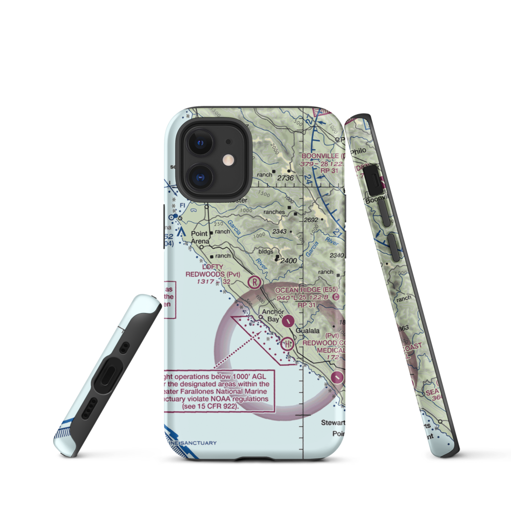 Lofty Redwoods Airport (53CL) VFR Sectional  Tough iPhone Case iPhone 12 mini model shown