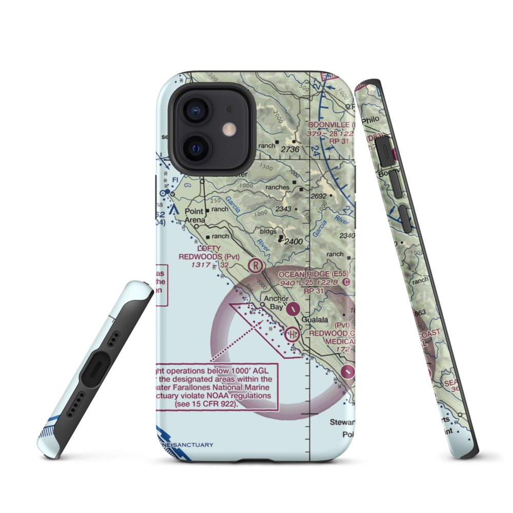 Lofty Redwoods Airport (53CL) VFR Sectional  Tough iPhone Case iPhone 12 model shown