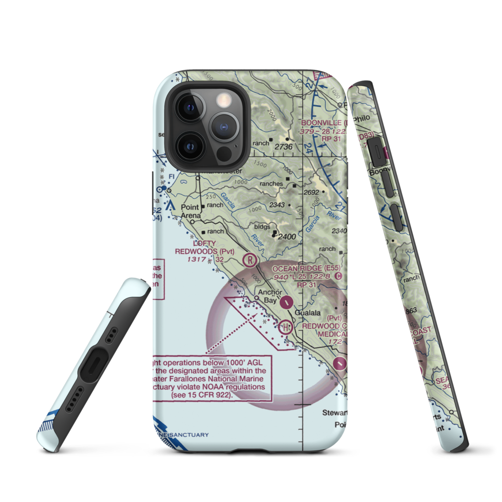 Lofty Redwoods Airport (53CL) VFR Sectional  Tough iPhone Case iPhone 12 Pro model shown