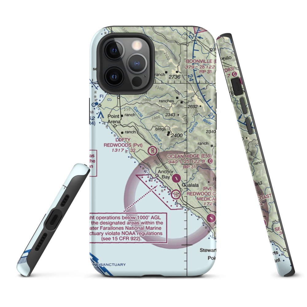 Lofty Redwoods Airport (53CL) VFR Sectional  Tough iPhone Case iPhone 12 Pro Max model shown