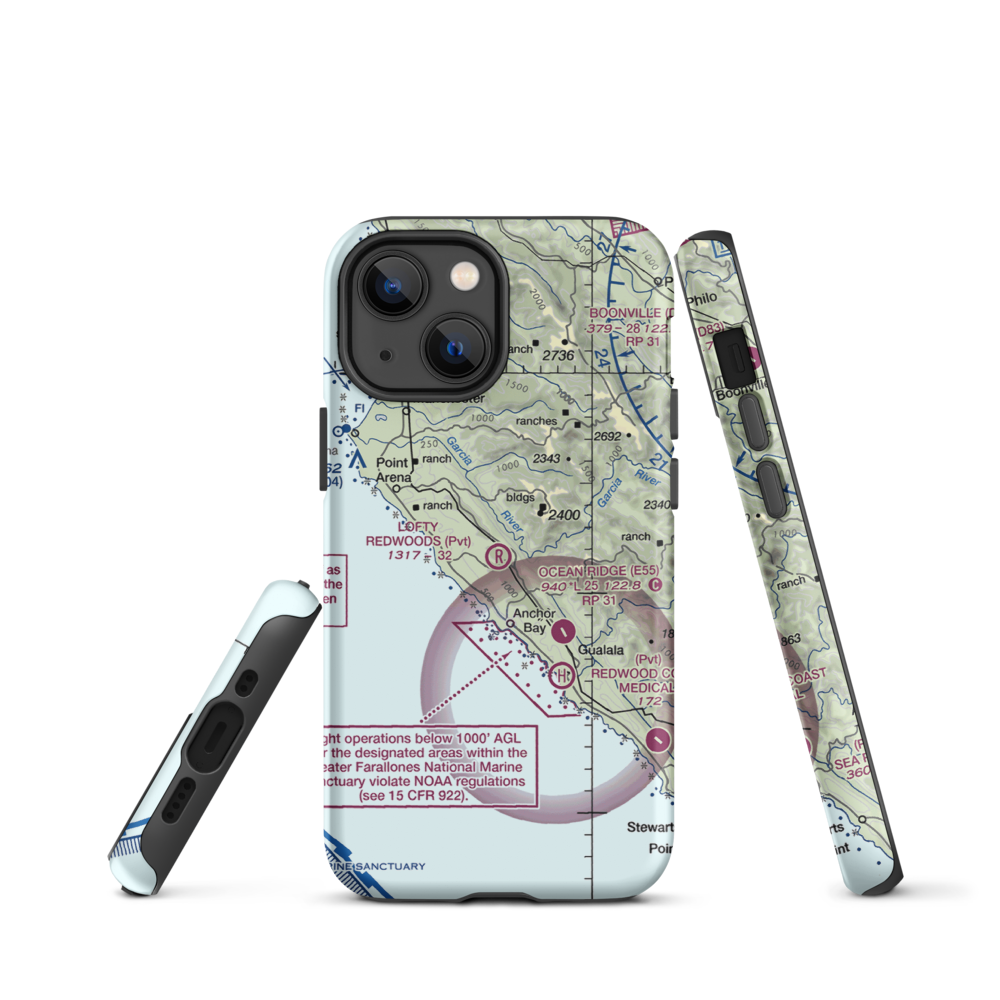 Lofty Redwoods Airport (53CL) VFR Sectional  Tough iPhone Case iPhone 13 mini model shown