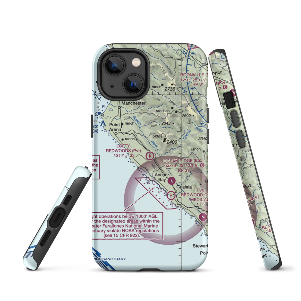Lofty Redwoods Airport (53CL) VFR Sectional  Tough iPhone Case iPhone 13 model shown
