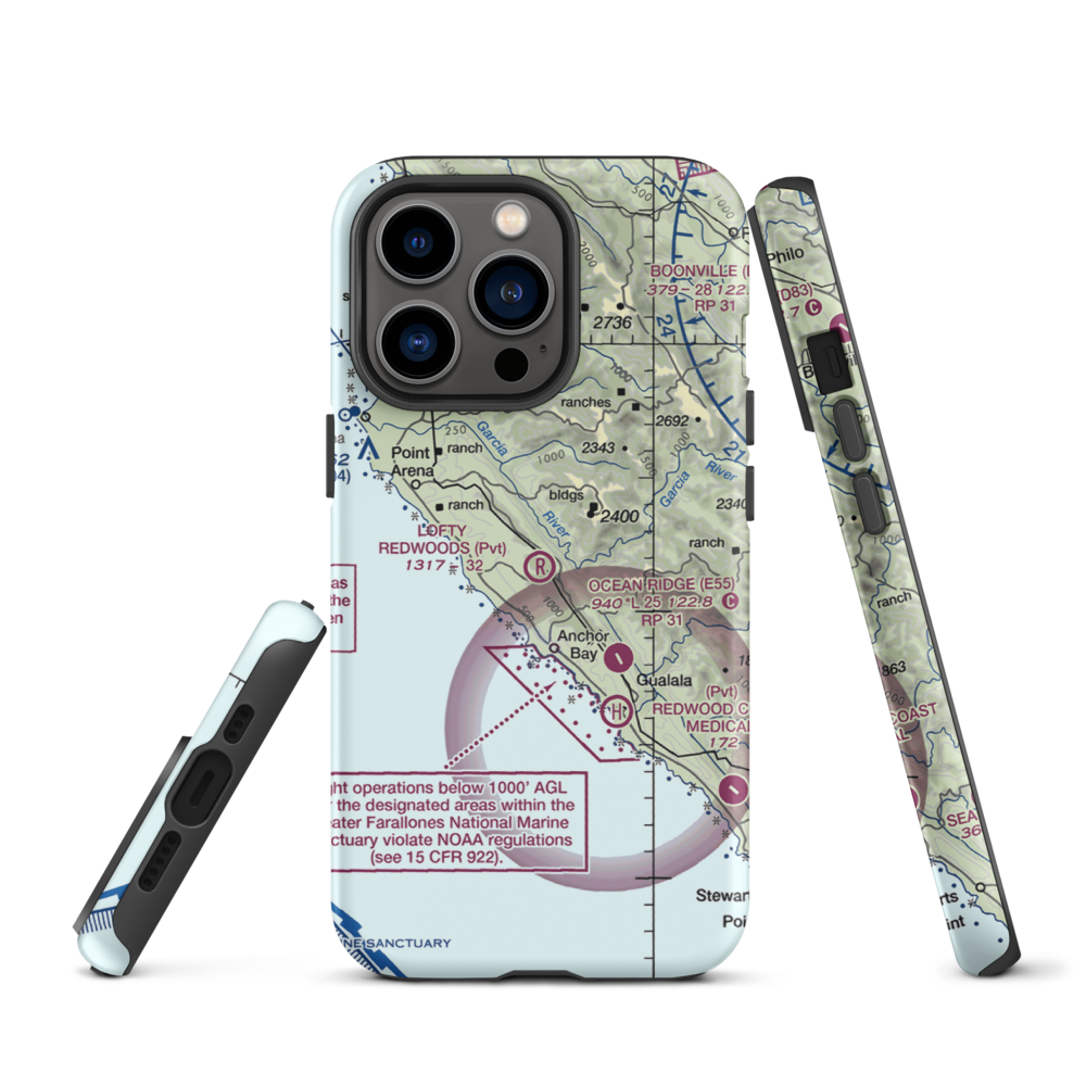 Lofty Redwoods Airport (53CL) VFR Sectional  Tough iPhone Case iPhone 13 Pro model shown