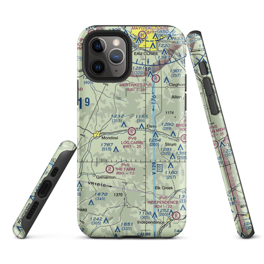 Log Cabin Airport (WS69) VFR Sectional  Tough iPhone Case iPhone 11 Pro model shown