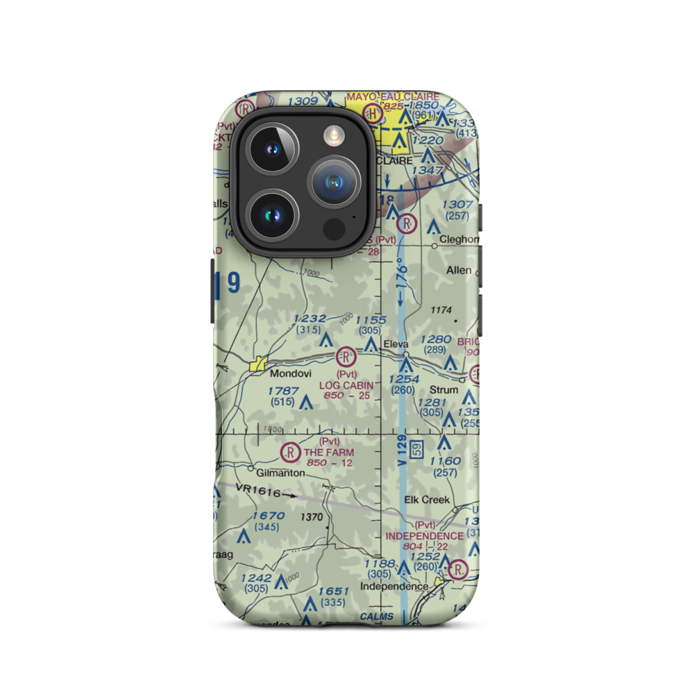 Log Cabin Airport (WS69) VFR Sectional  Tough iPhone Case iPhone 16 Pro model shown