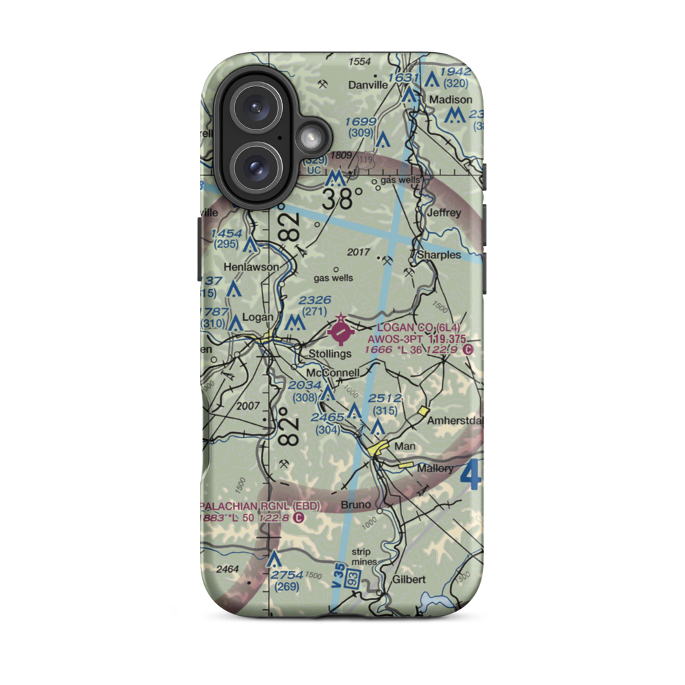 Logan County Airport (6L4) VFR Sectional  Tough iPhone Case iPhone 16 Plus model shown
