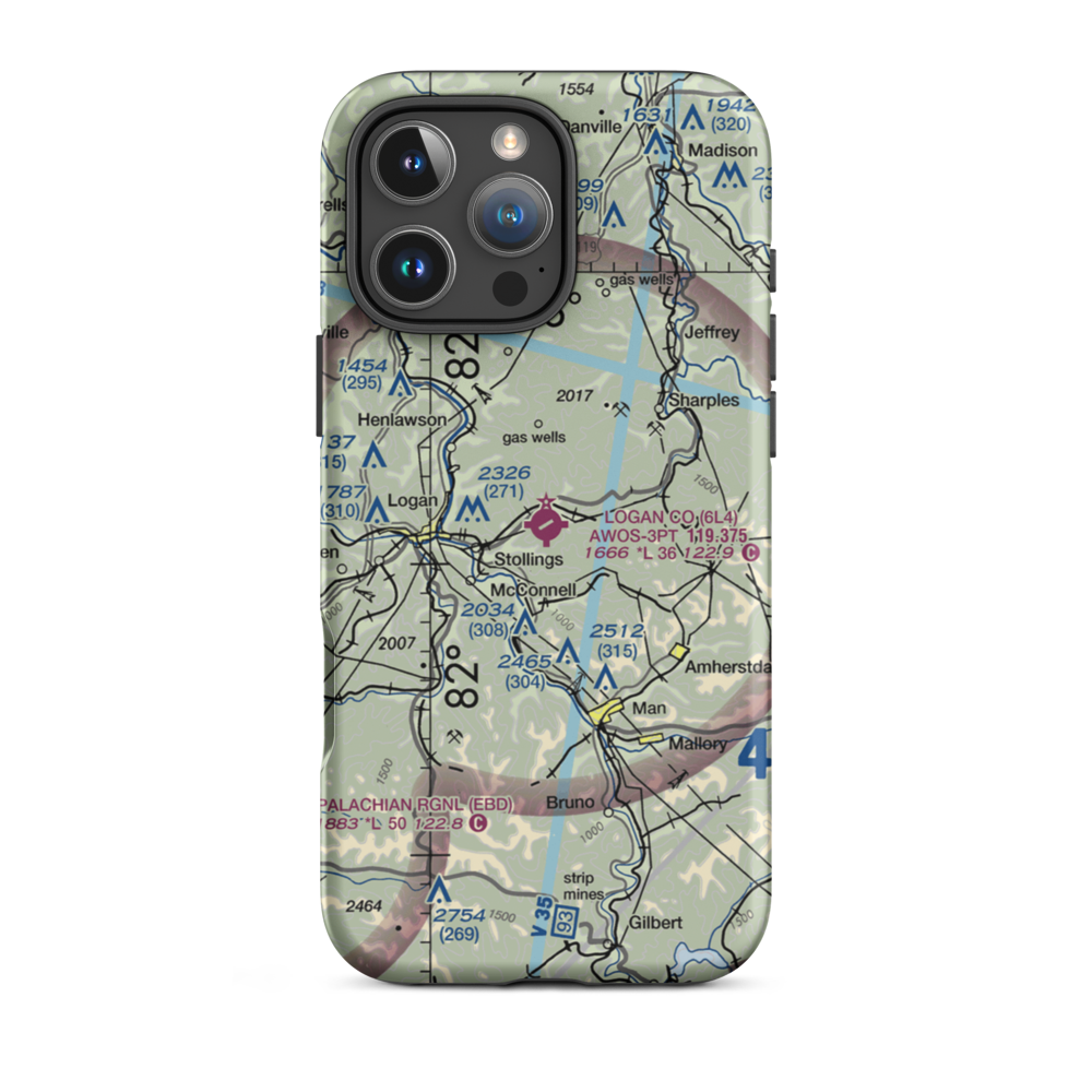Logan County Airport (6L4) VFR Sectional  Tough iPhone Case iPhone 16 Pro Max model shown