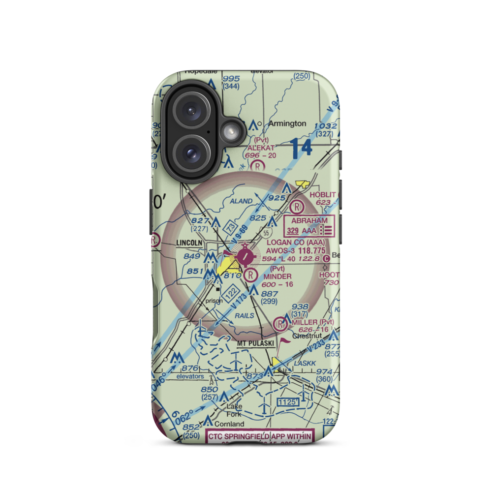 Logan County Airport (AAA) VFR Sectional  Tough iPhone Case iPhone 16 model shown