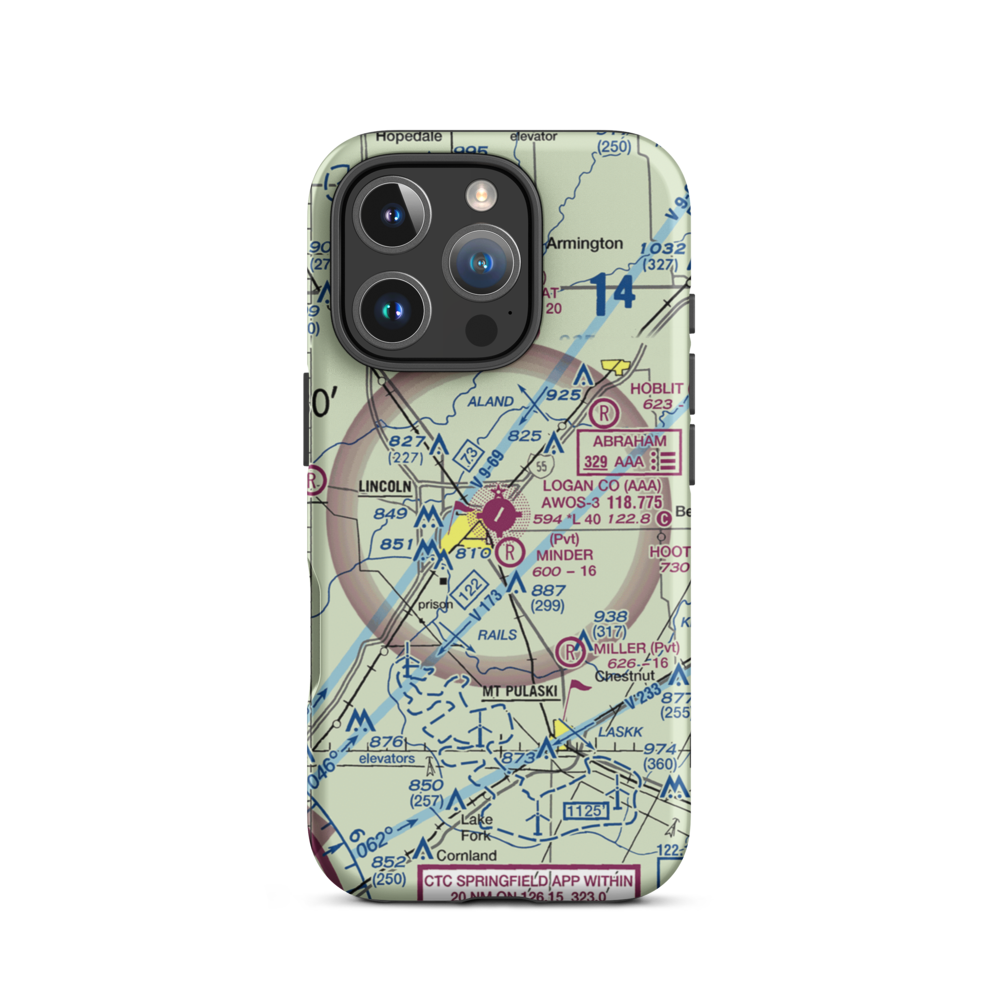 Logan County Airport (AAA) VFR Sectional  Tough iPhone Case iPhone 16 Pro model shown