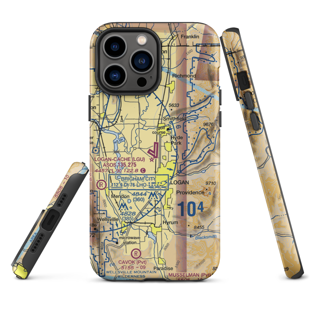 Logan-Cache Airport (LGU) VFR Sectional  Tough iPhone Case iPhone 13 Pro Max model shown