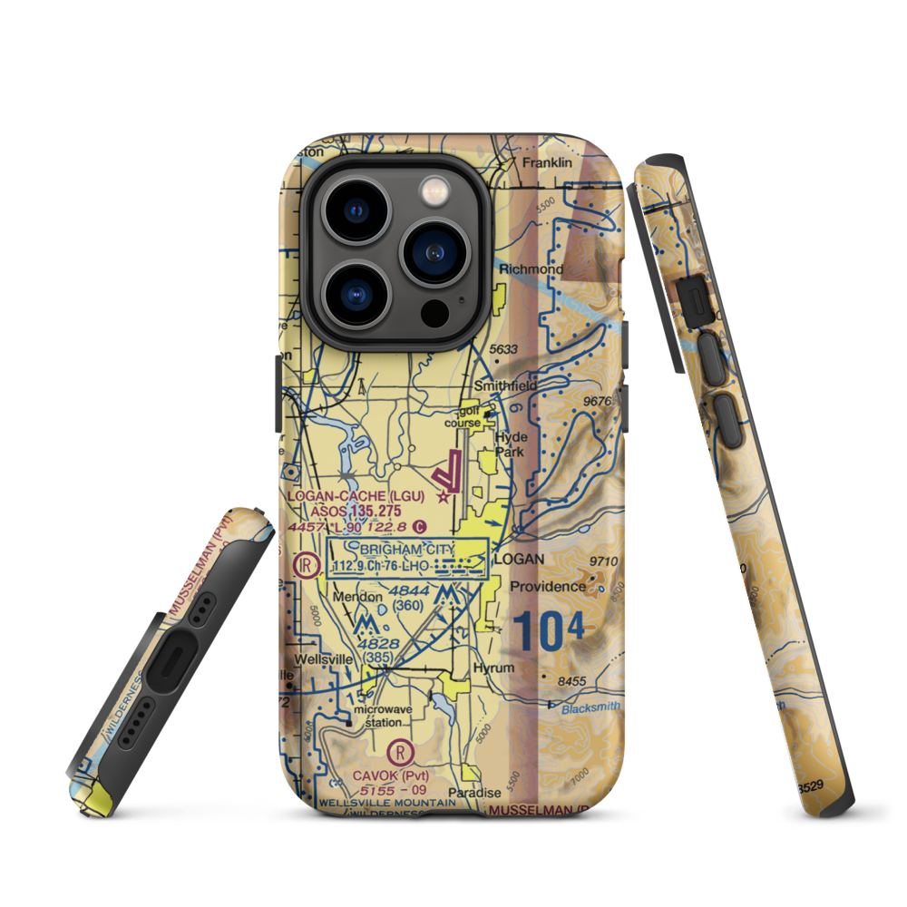 Logan-Cache Airport (LGU) VFR Sectional  Tough iPhone Case iPhone 14 Pro model shown