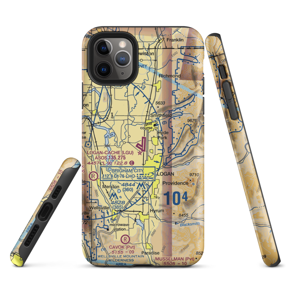 Logan-Cache Airport (LGU) VFR Sectional  Tough iPhone Case iPhone 11 Pro Max model shown