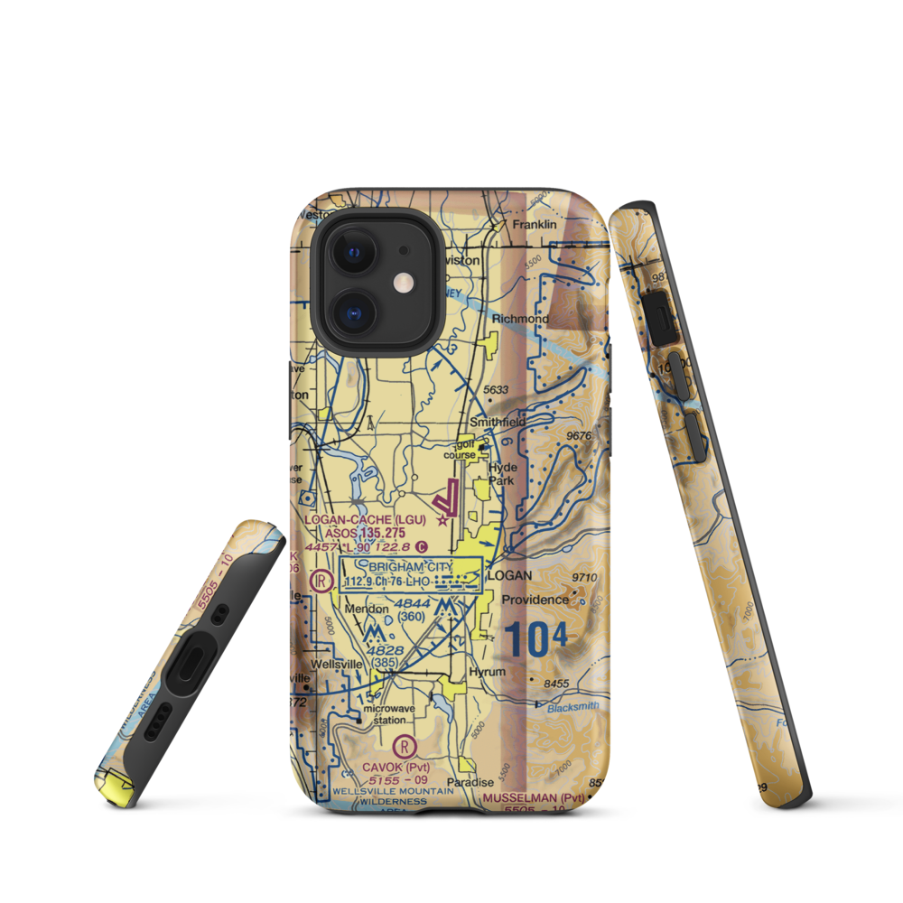 Logan-Cache Airport (LGU) VFR Sectional  Tough iPhone Case iPhone 12 mini model shown