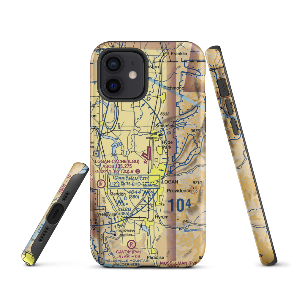 Logan-Cache Airport (LGU) VFR Sectional  Tough iPhone Case iPhone 12 model shown