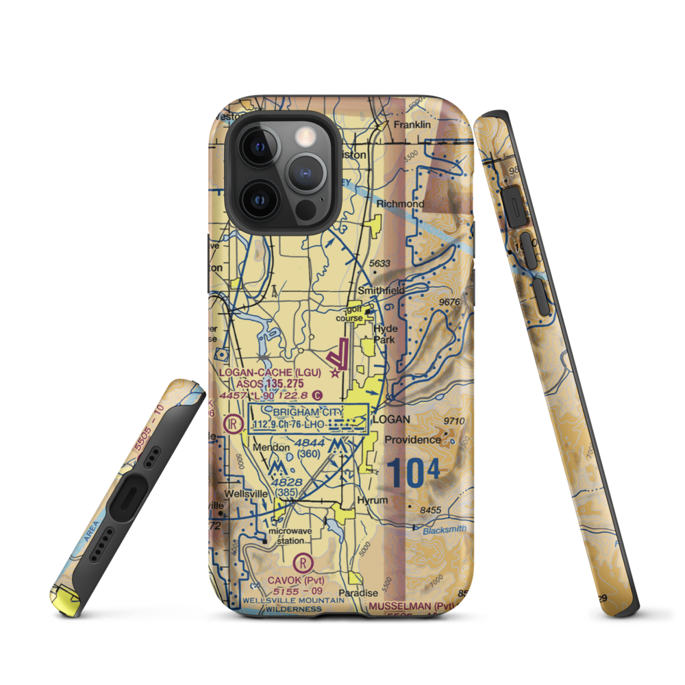 Logan-Cache Airport (LGU) VFR Sectional  Tough iPhone Case iPhone 12 Pro model shown