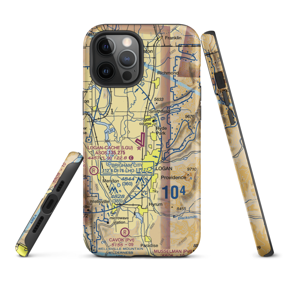 Logan-Cache Airport (LGU) VFR Sectional  Tough iPhone Case iPhone 12 Pro Max model shown