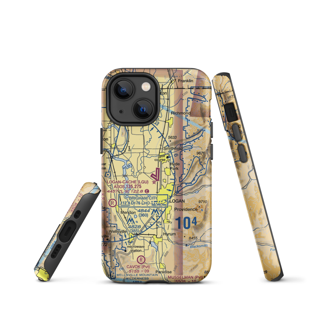 Logan-Cache Airport (LGU) VFR Sectional  Tough iPhone Case iPhone 13 mini model shown