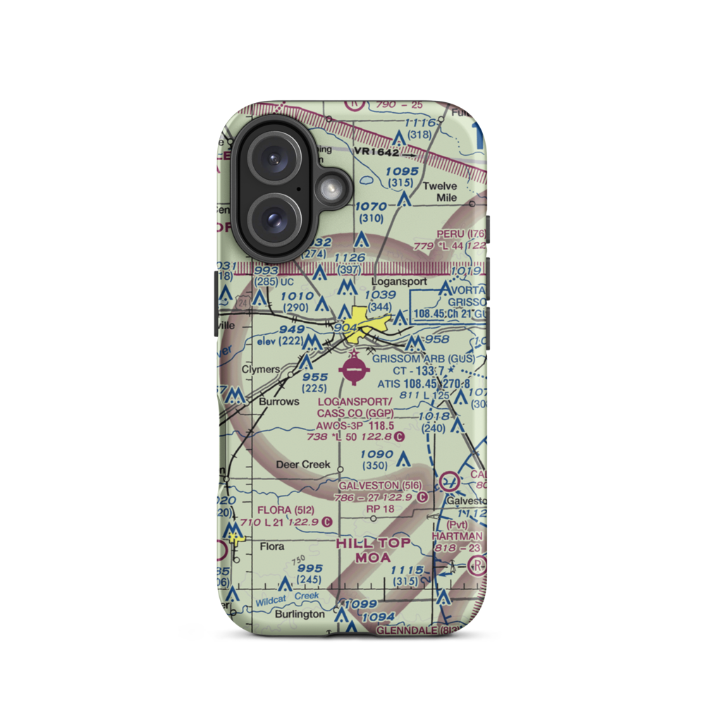 Logansport Cass County Airport (GGP) VFR Sectional  Tough iPhone Case iPhone 16 model shown