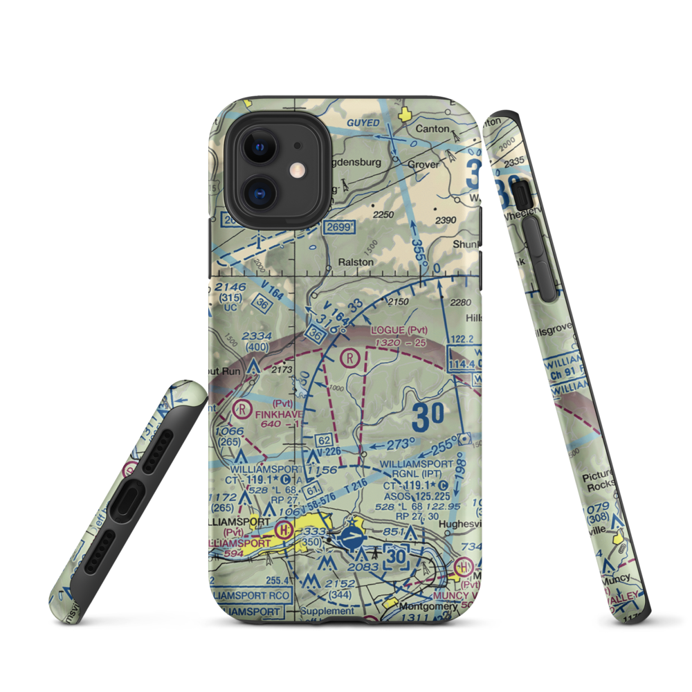 Logue Airport (PA45) VFR Sectional  Tough iPhone Case iPhone 11 model shown