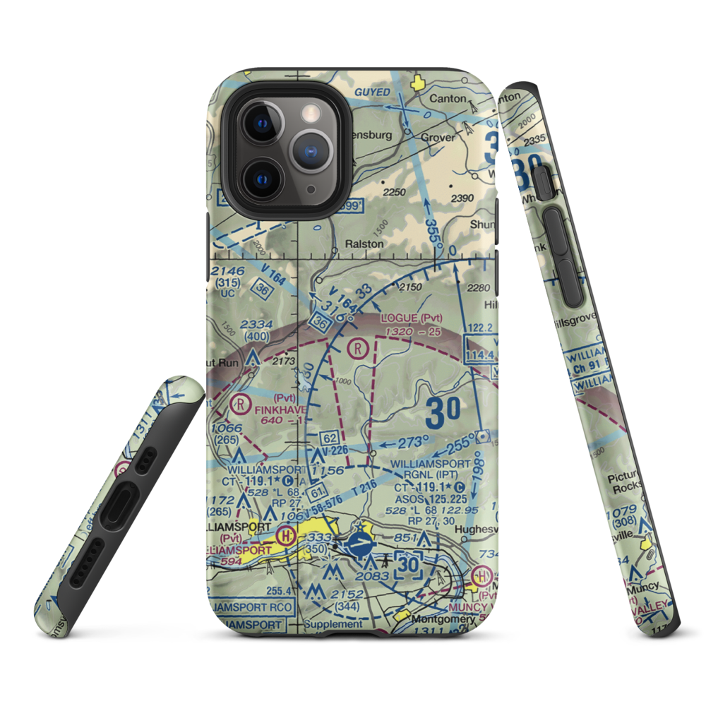 Logue Airport (PA45) VFR Sectional  Tough iPhone Case iPhone 11 Pro model shown