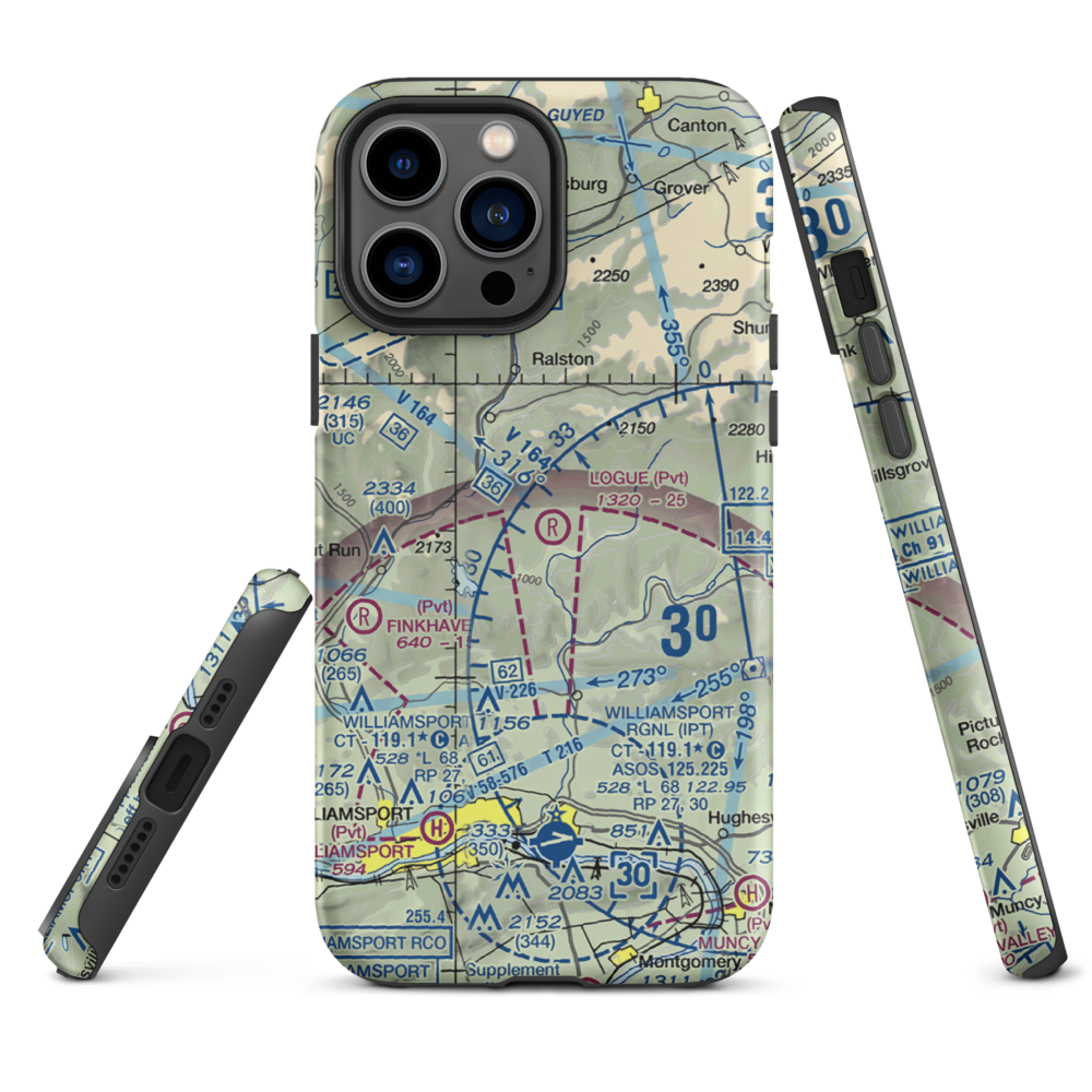 Logue Airport (PA45) VFR Sectional  Tough iPhone Case iPhone 13 Pro Max model shown