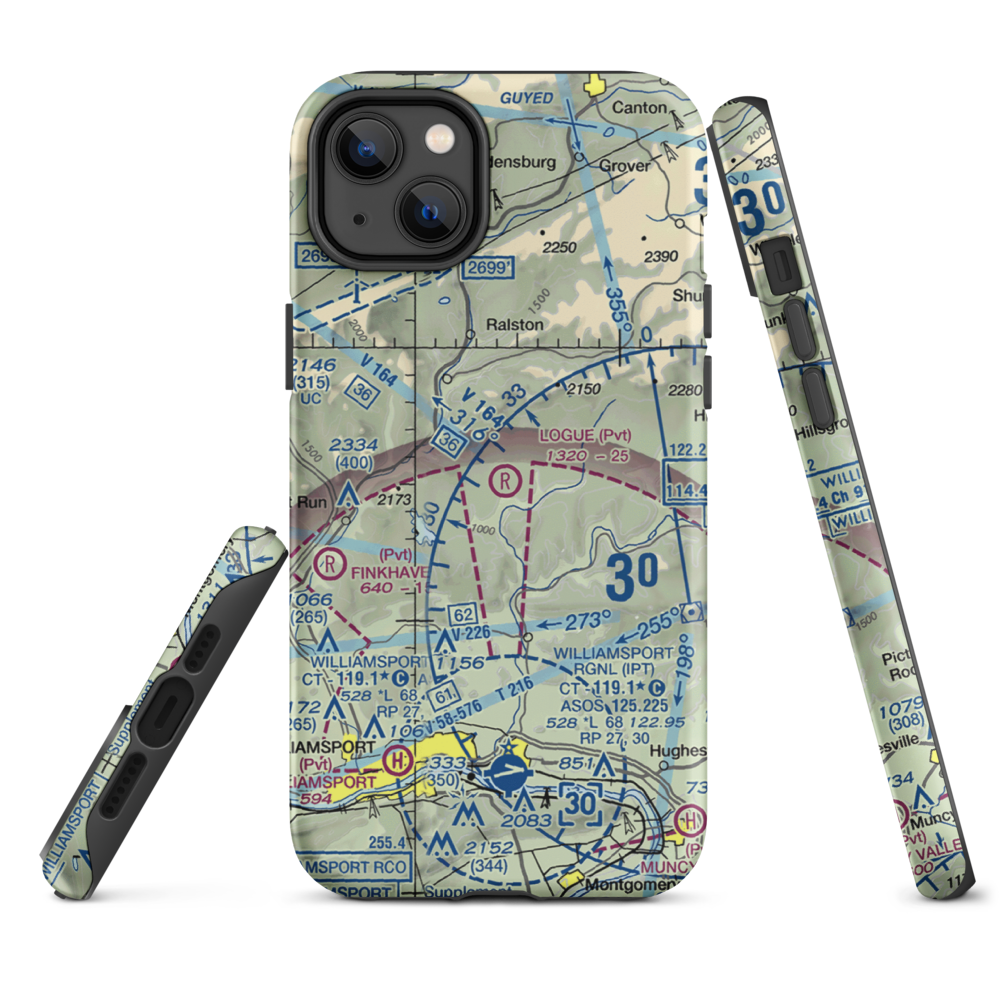Logue Airport (PA45) VFR Sectional  Tough iPhone Case iPhone 14 Plus model shown