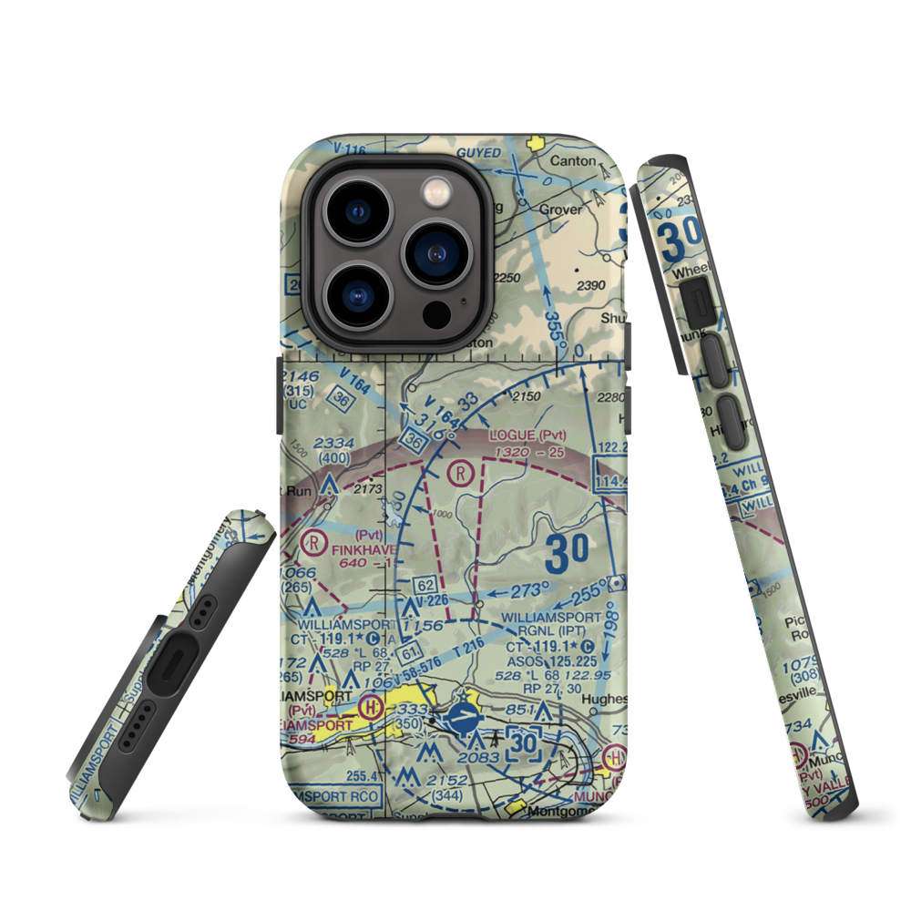 Logue Airport (PA45) VFR Sectional  Tough iPhone Case iPhone 14 Pro model shown