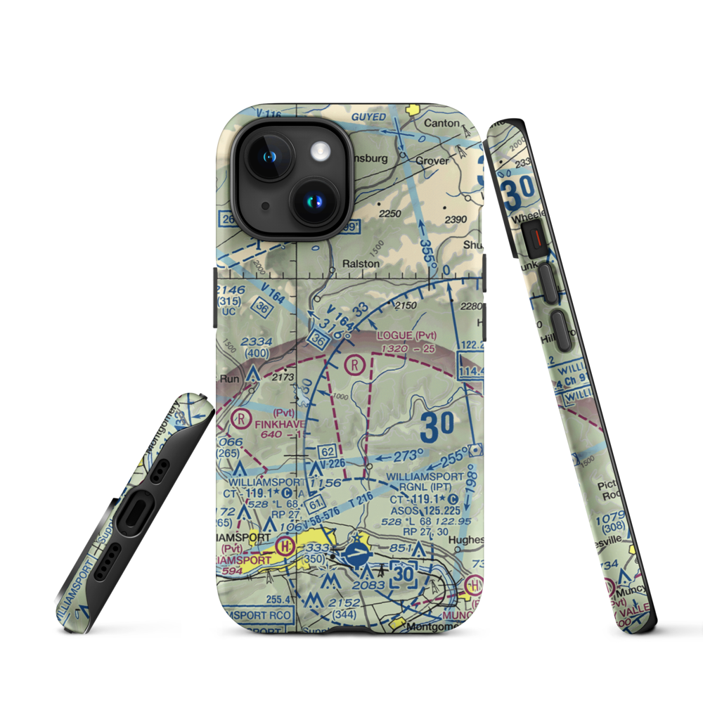 Logue Airport (PA45) VFR Sectional  Tough iPhone Case iPhone 15 model shown