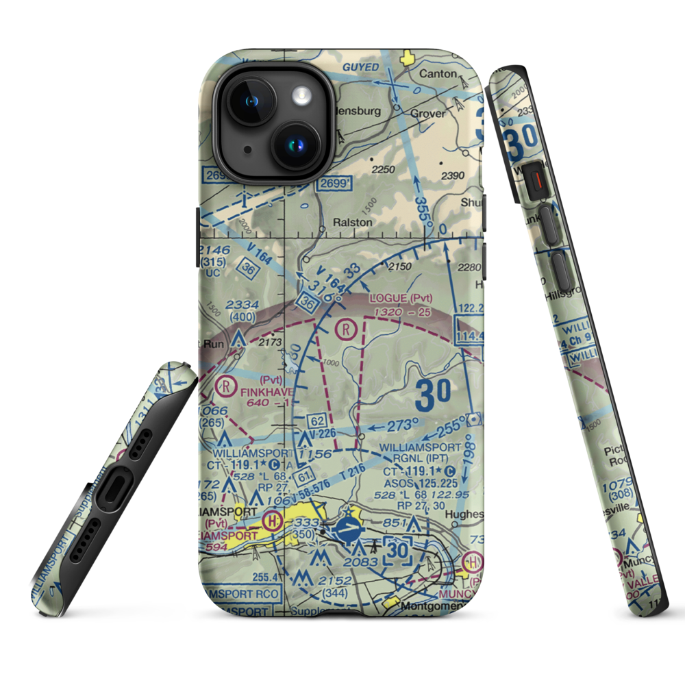 Logue Airport (PA45) VFR Sectional  Tough iPhone Case iPhone 15 Plus model shown