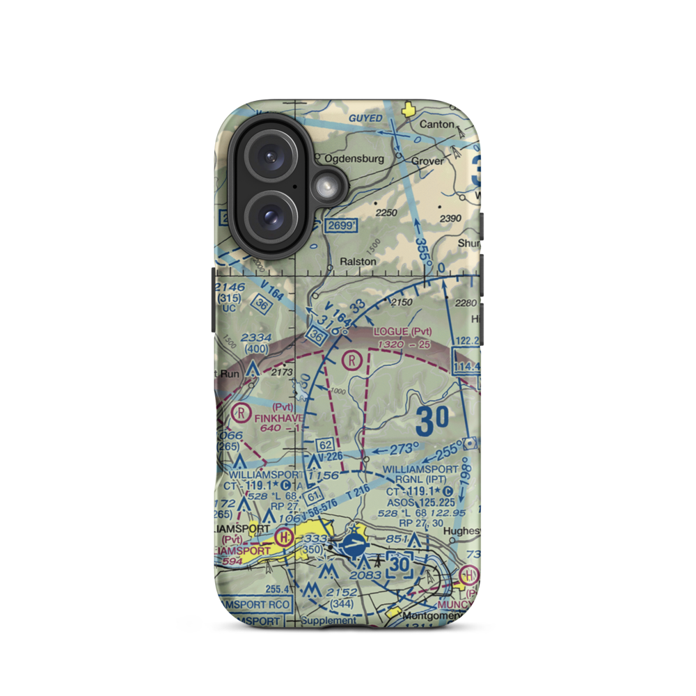 Logue Airport (PA45) VFR Sectional  Tough iPhone Case iPhone 16 model shown