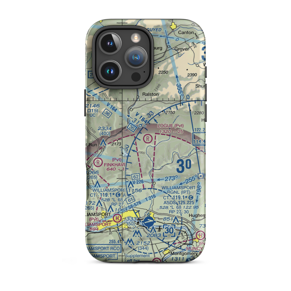 Logue Airport (PA45) VFR Sectional  Tough iPhone Case iPhone 16 Pro Max model shown