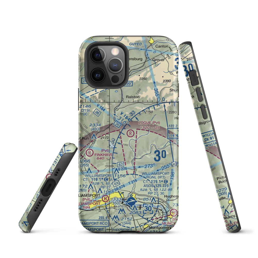 Logue Airport (PA45) VFR Sectional  Tough iPhone Case iPhone 12 Pro model shown