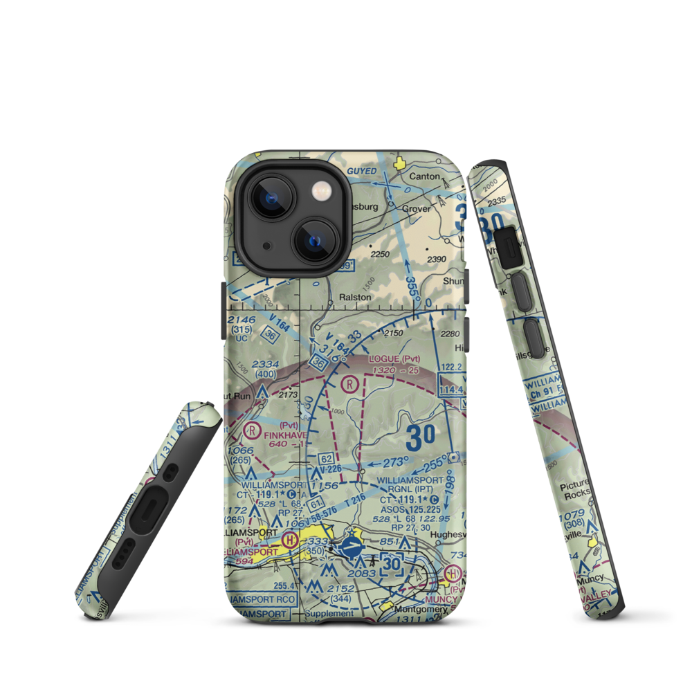 Logue Airport (PA45) VFR Sectional  Tough iPhone Case iPhone 13 mini model shown