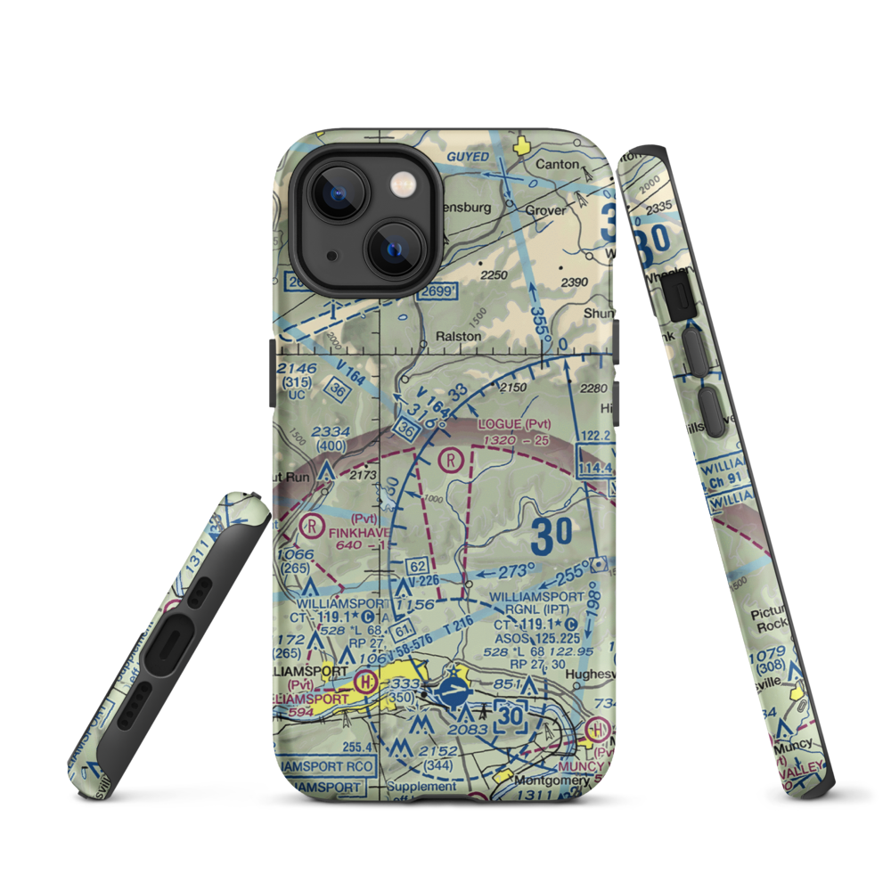 Logue Airport (PA45) VFR Sectional  Tough iPhone Case iPhone 13 model shown