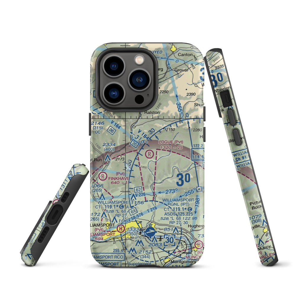 Logue Airport (PA45) VFR Sectional  Tough iPhone Case iPhone 13 Pro model shown
