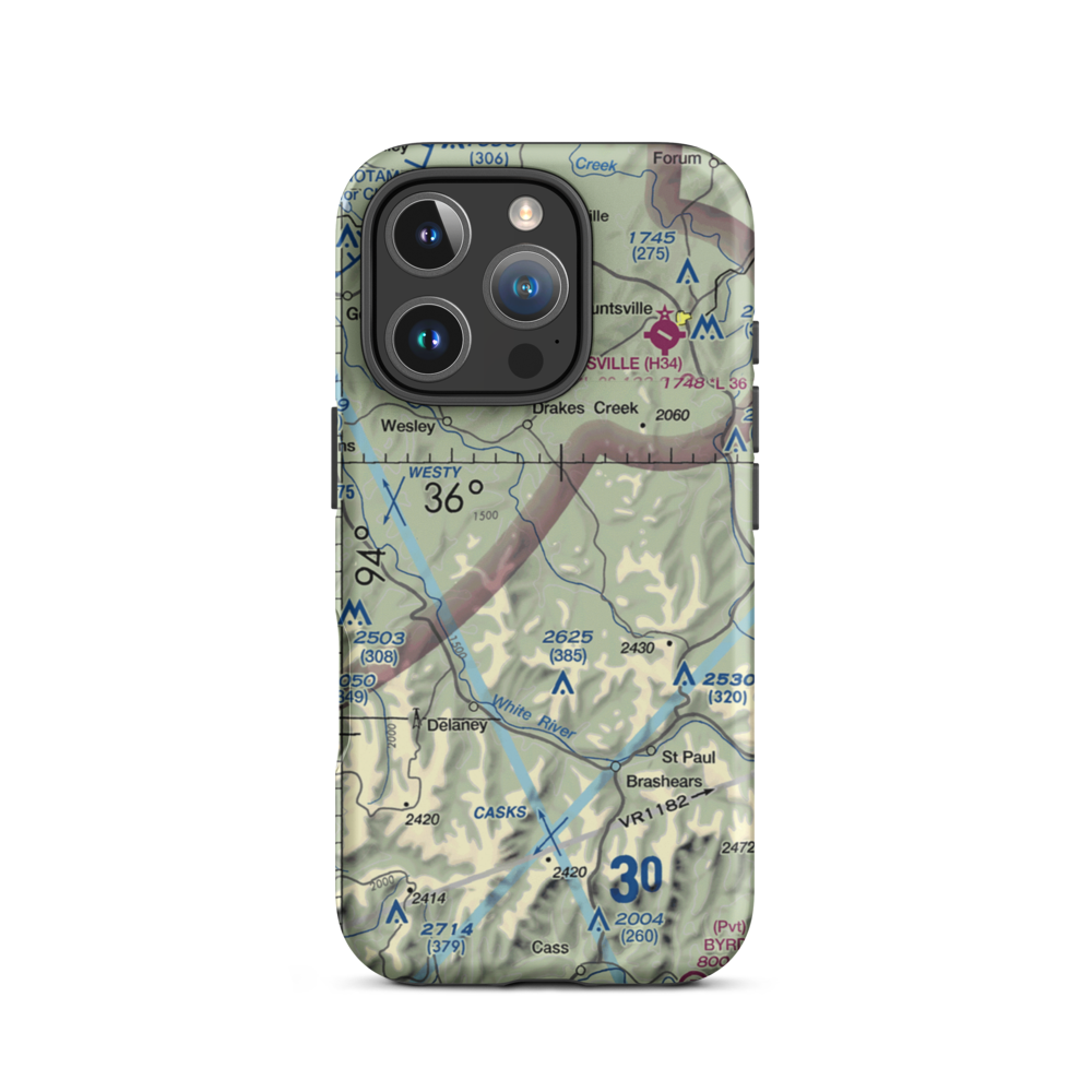 Lollars Creek Farm Airport (AR27) VFR Sectional  Tough iPhone Case iPhone 16 Pro model shown