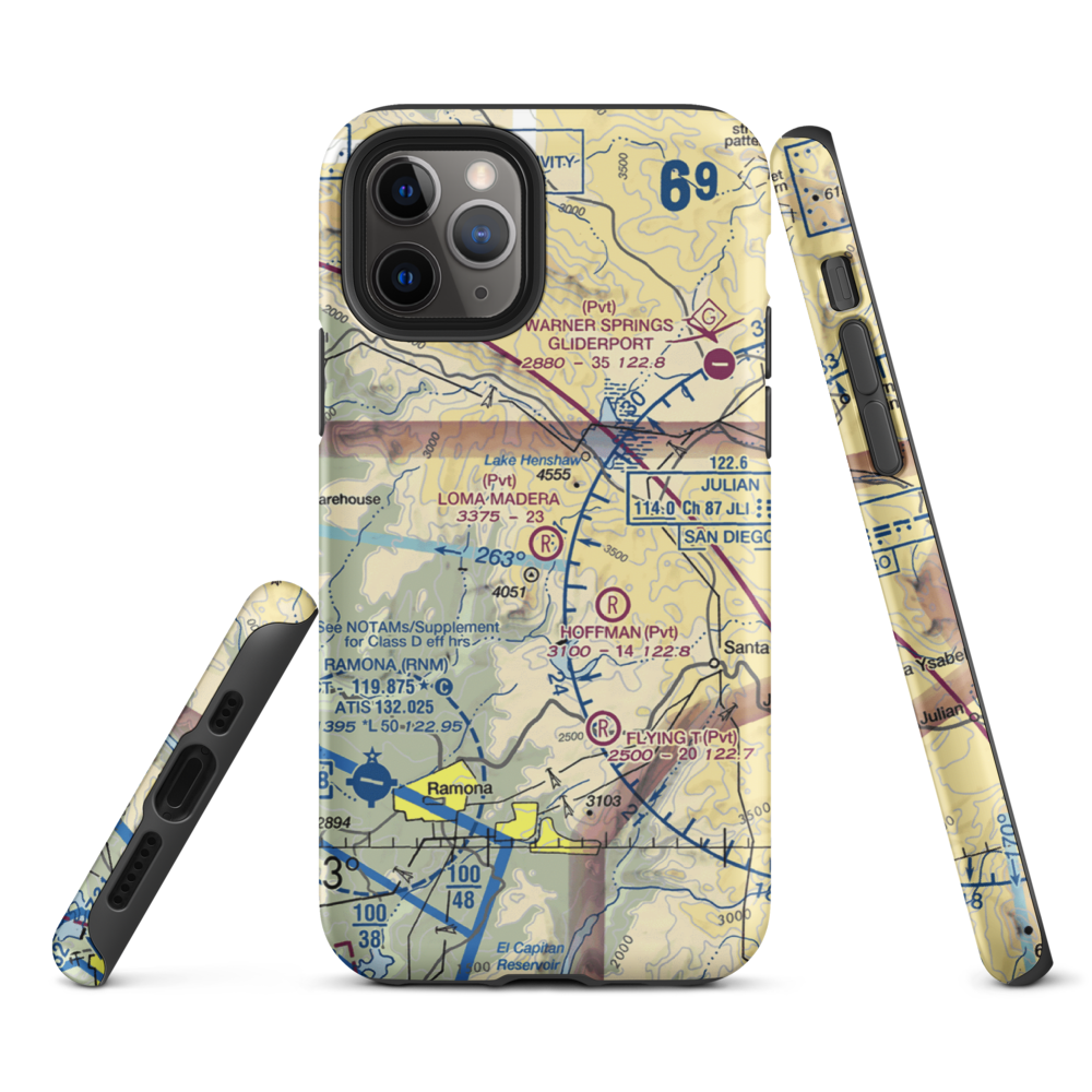 Loma Madera Ranch Airport (25CA) VFR Sectional  Tough iPhone Case iPhone 11 Pro model shown