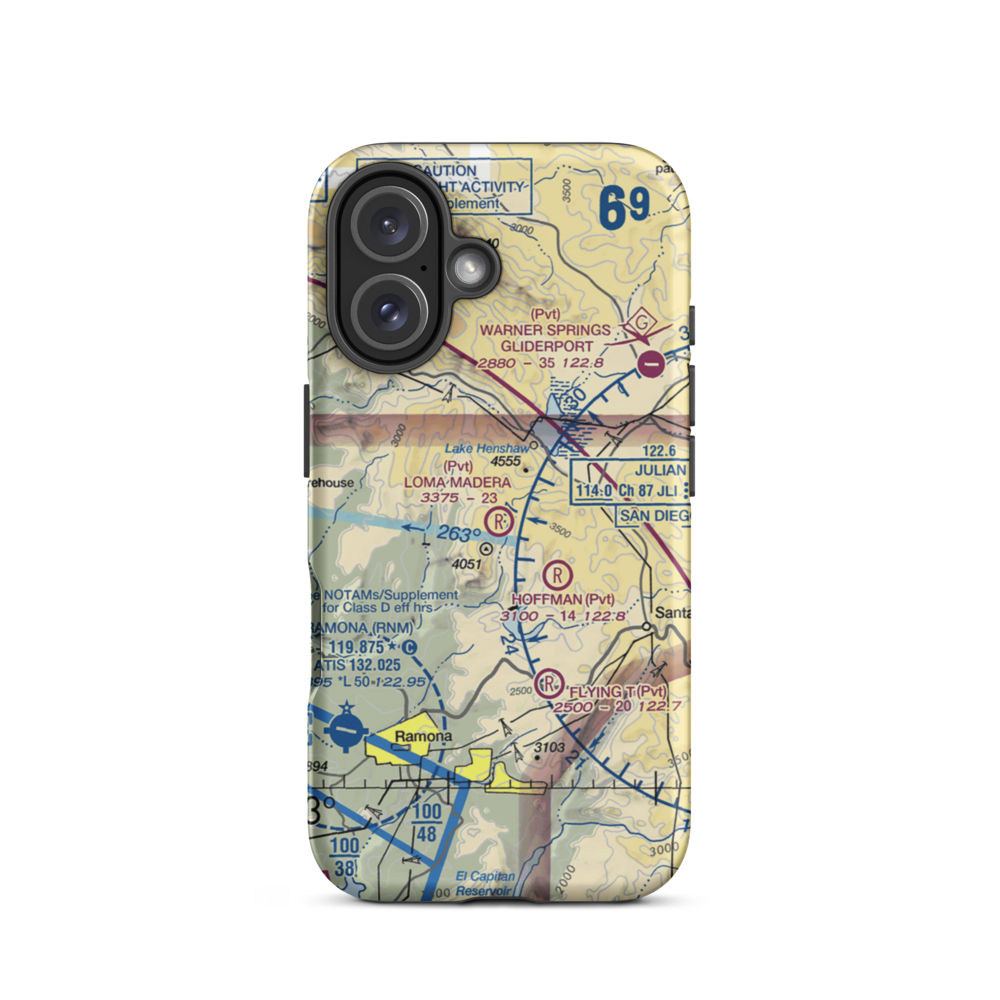 Loma Madera Ranch Airport (25CA) VFR Sectional  Tough iPhone Case iPhone 16 model shown