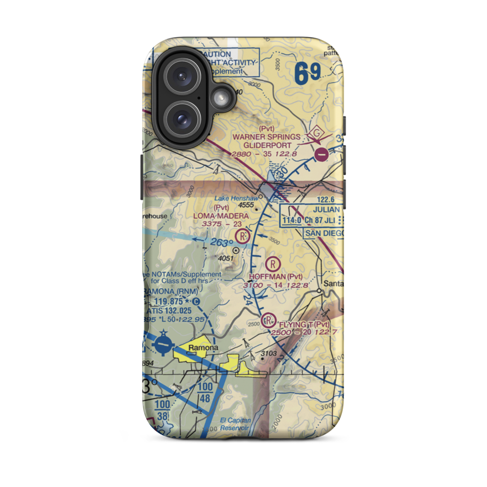 Loma Madera Ranch Airport (25CA) VFR Sectional  Tough iPhone Case iPhone 16 Plus model shown