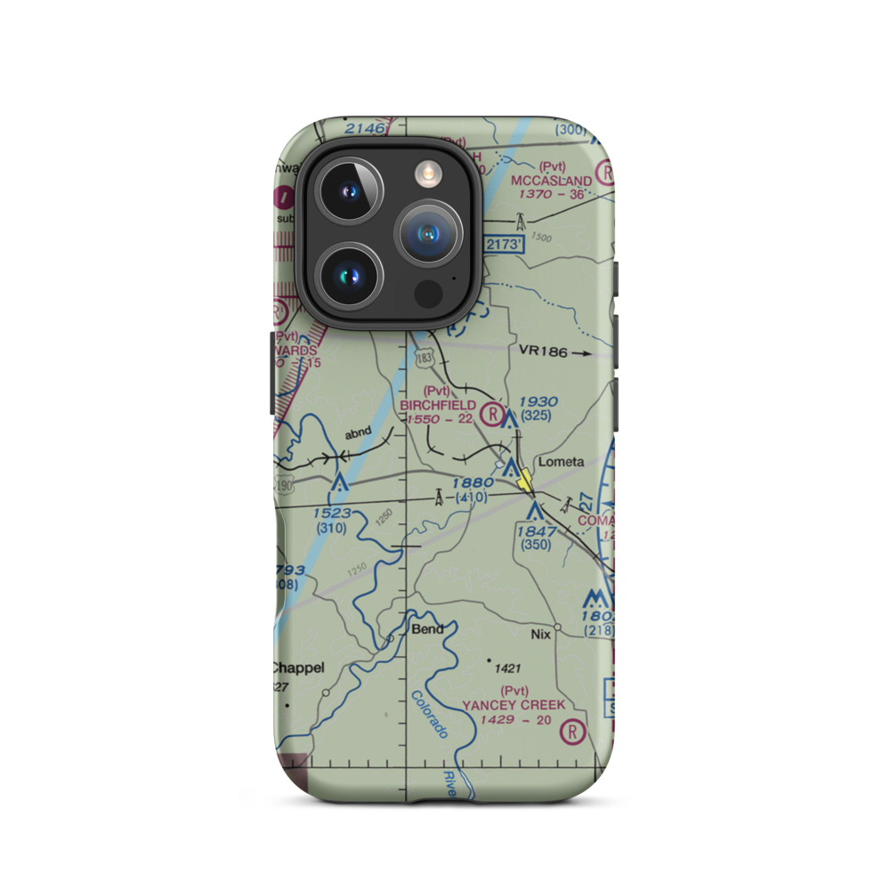 Lometa Air Strip (7TE3) VFR Sectional  Tough iPhone Case iPhone 16 Pro model shown