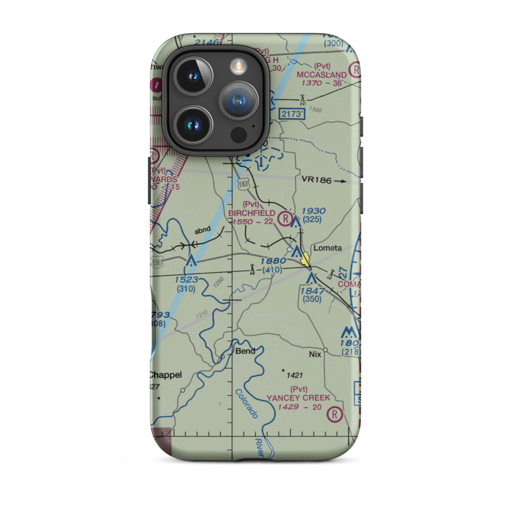 Lometa Air Strip (7TE3) VFR Sectional  Tough iPhone Case iPhone 16 Pro Max model shown