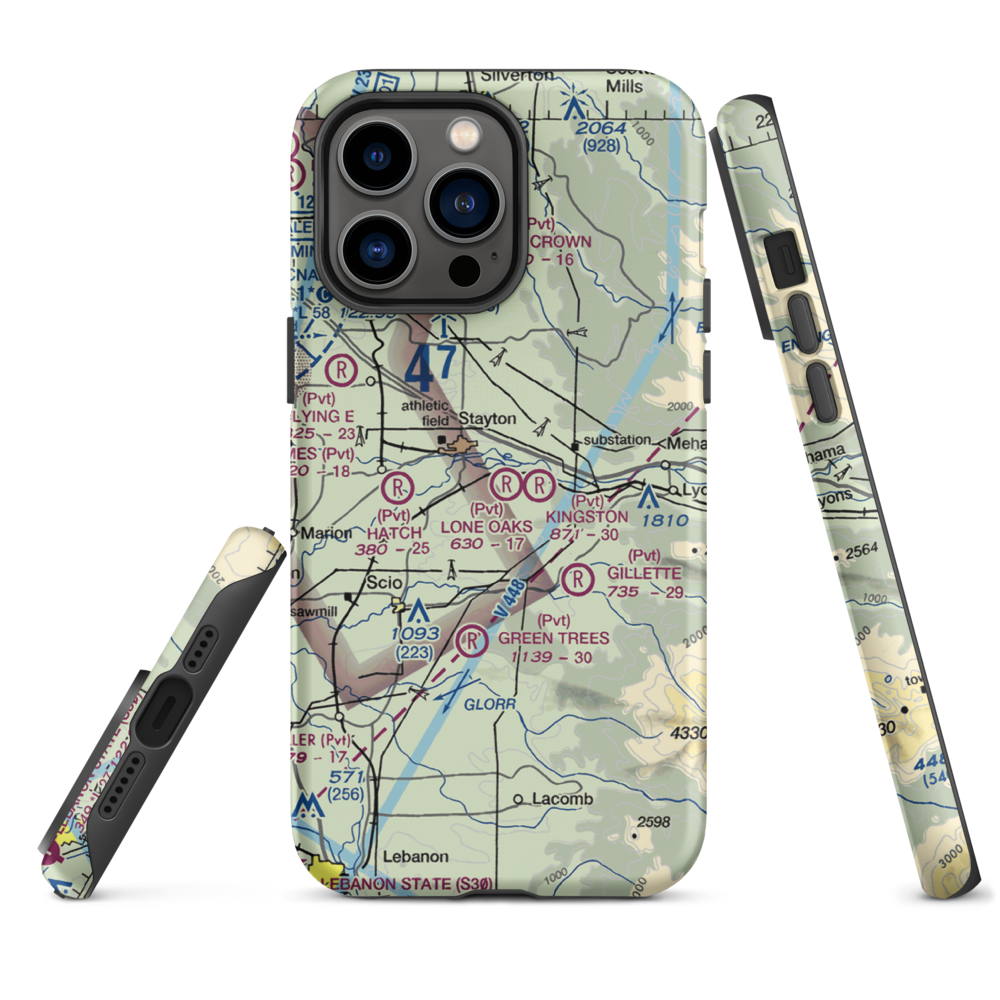 Lone Oaks Ranch Airport (5OR9) VFR Sectional  Tough iPhone Case iPhone 14 Pro Max model shown
