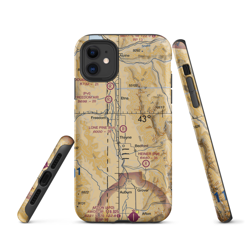 Lone Pine Flying Ranch Airport (WY64) VFR Sectional  Tough iPhone Case iPhone 11 model shown