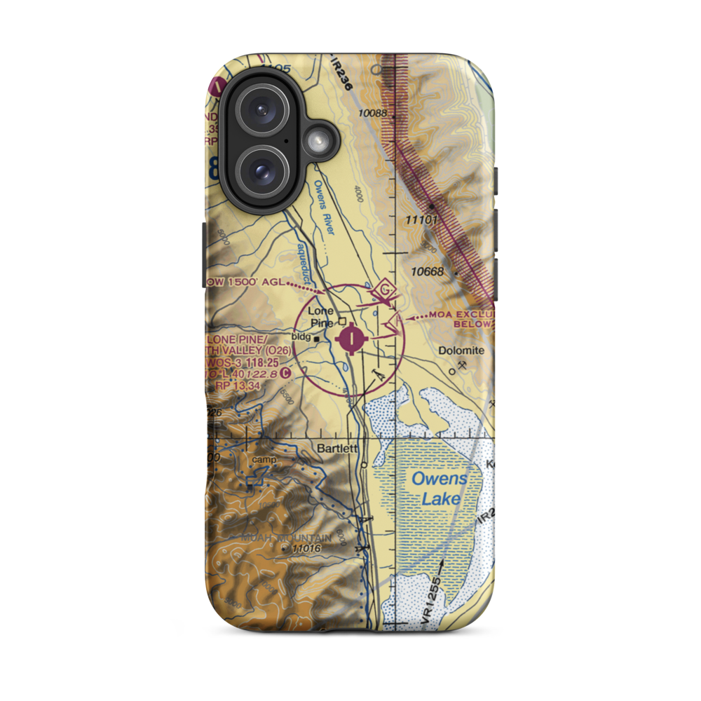 Lone Pine/Death Valley Airport (O26) VFR Sectional  Tough iPhone Case iPhone 16 Plus model shown