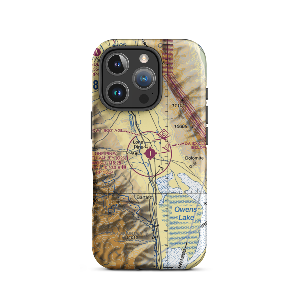 Lone Pine/Death Valley Airport (O26) VFR Sectional  Tough iPhone Case iPhone 16 Pro model shown