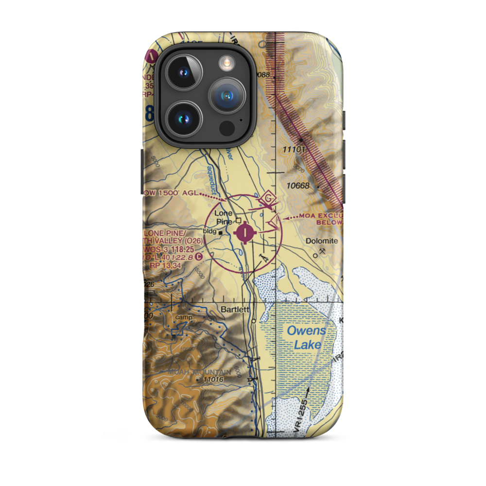 Lone Pine/Death Valley Airport (O26) VFR Sectional  Tough iPhone Case iPhone 16 Pro Max model shown